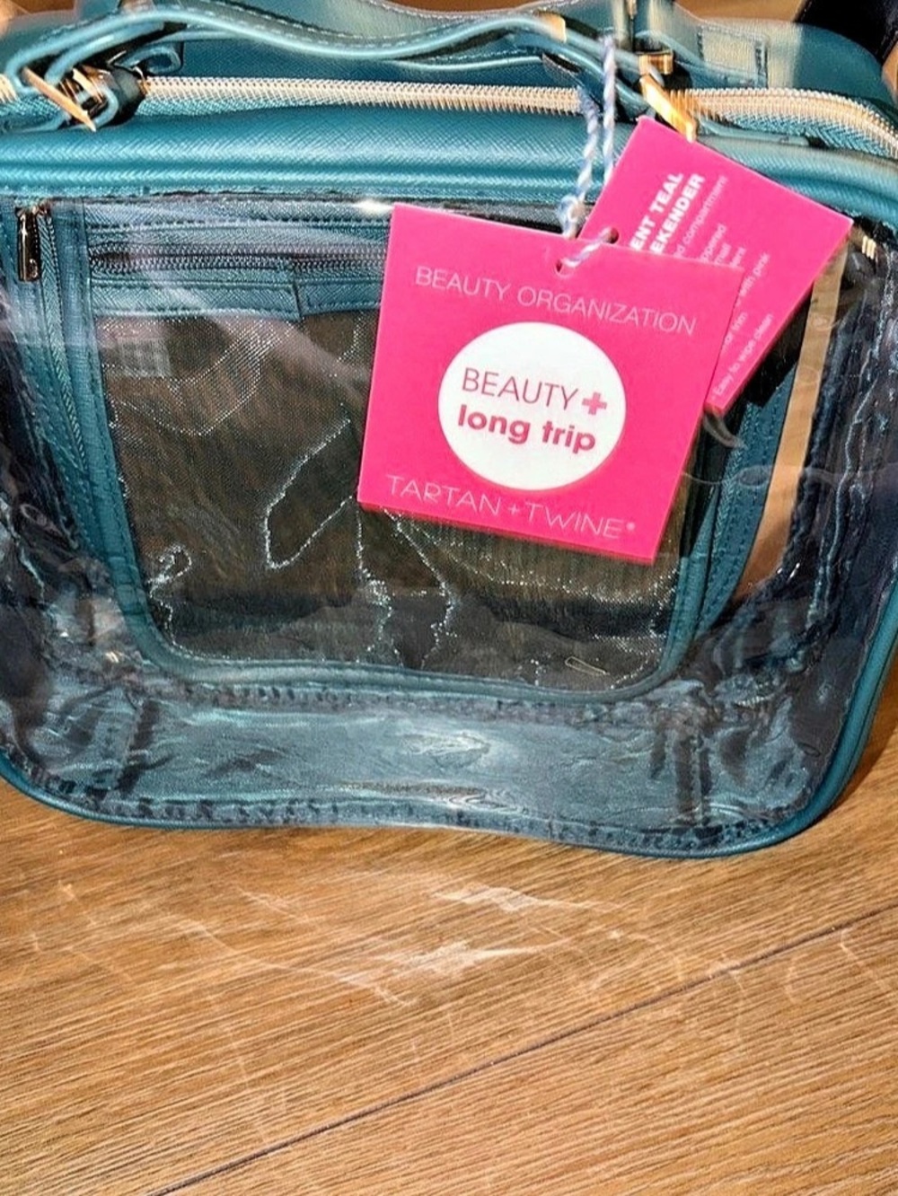 Tartan + Twine Teal Weekender Makeup Bag in Blue NWT